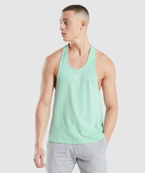 Men's Gymshark Critical Stringer Tanks Mint | CA 31D0A5